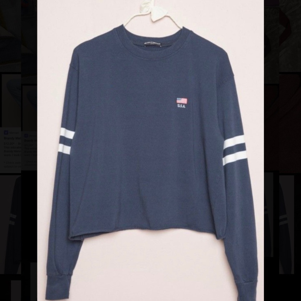 BRANDY MELVILLE blue USA crewneck long sleeve - Picture 1 of 3